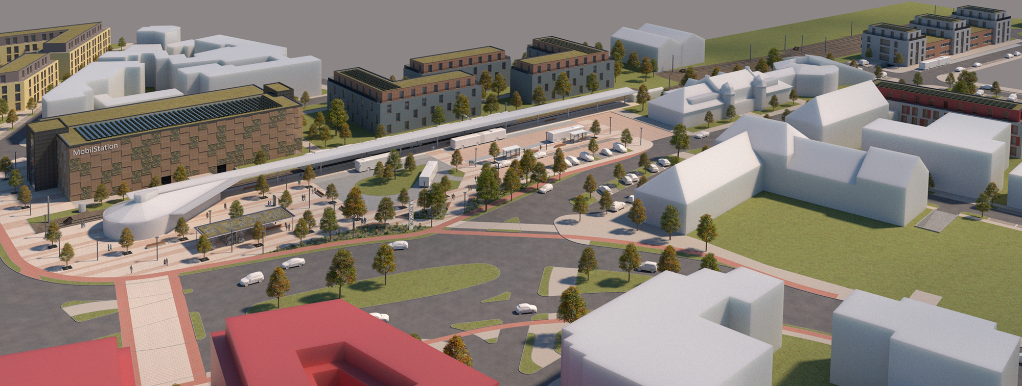 Visualisierung des Bahnhofsvorplatzes