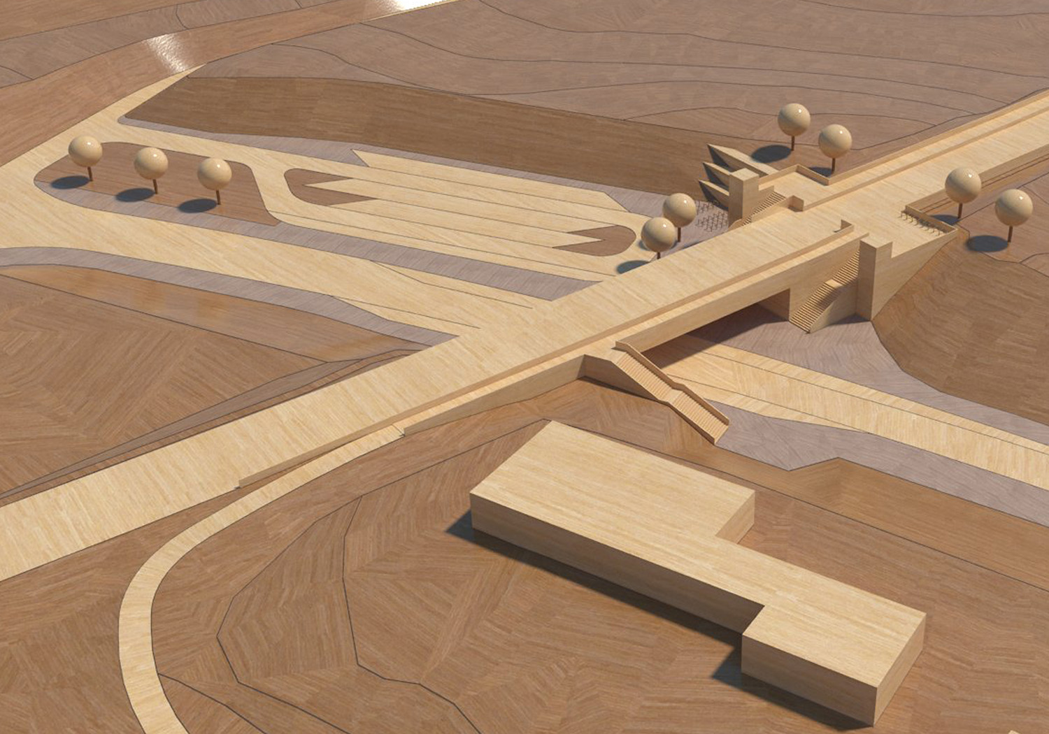 Plastische Darstellung der Topographie in Ratekau (Visualisierung als ‚Holzmodell‘)