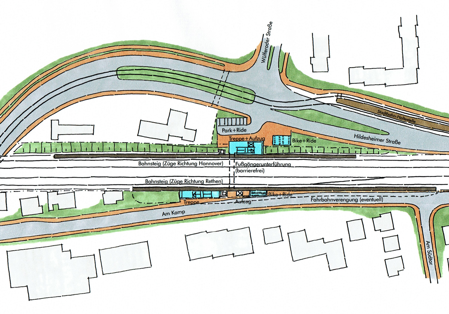 Skizze der Station Laatzen Mitte (Variante 1)