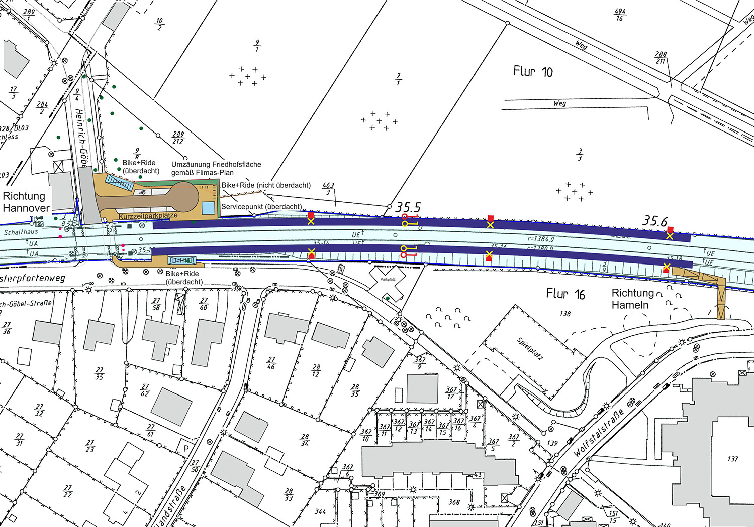 Lageplan der Station Springe-Deisterpforte (Vorzugsvariante)