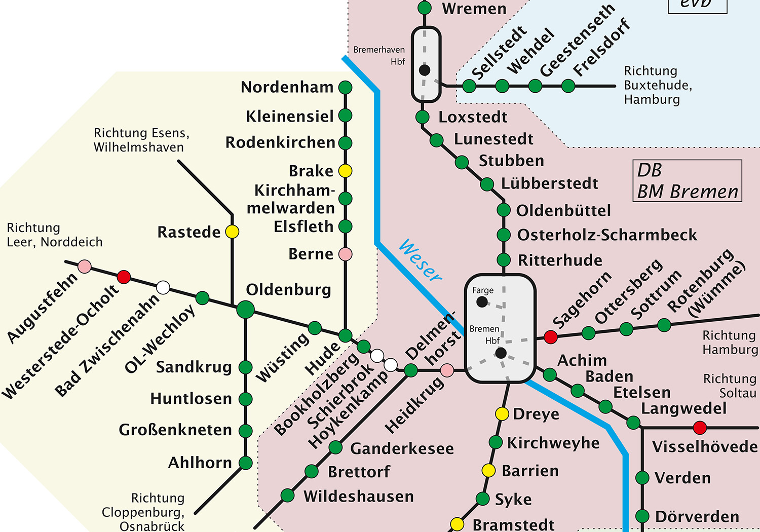 Übersicht der barrierefreien Stationen im VBN-Gebiet (Stand 2017)