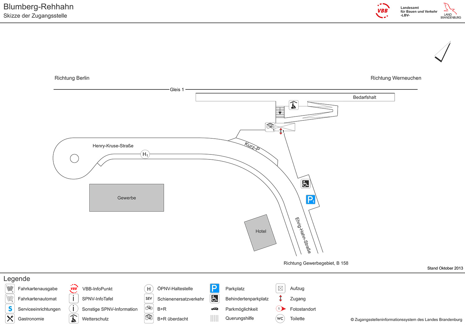 Die dazugehörige Stationsskizze des Haltepunktes Blumberg-Rehhahn